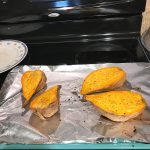 Roasted sweet potatoes out of the oven, taken by Allspice Photography, LLC.