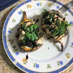 Chicken, goat cheese, and balsamic stuffed sweet potatoes, taken by Allspice Photography, LLC.