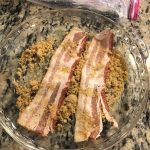 Coating the Million Dollar Bacon in our brown sugar and spice mixture, taken by Allspice Photography, LLC.