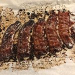 The finished Million Dollar Bacon with caramelized sugar and spice mixture, taken by Allspice Photography, LLC.