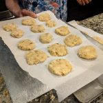 The formed macadamia nut shortbread cookies, ready to be baked!