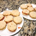 Once the shortbread cookies were baked, we placed the guava jam in the middle, then another cookie, and viola!
