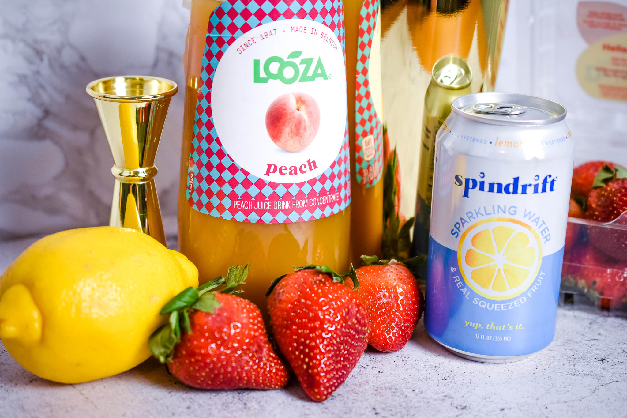 The ingredients used to make The Summer Berry mocktail for the Moms on the Move Podcast in Greenville, SC. Taken by Allspice Photography, LLC.