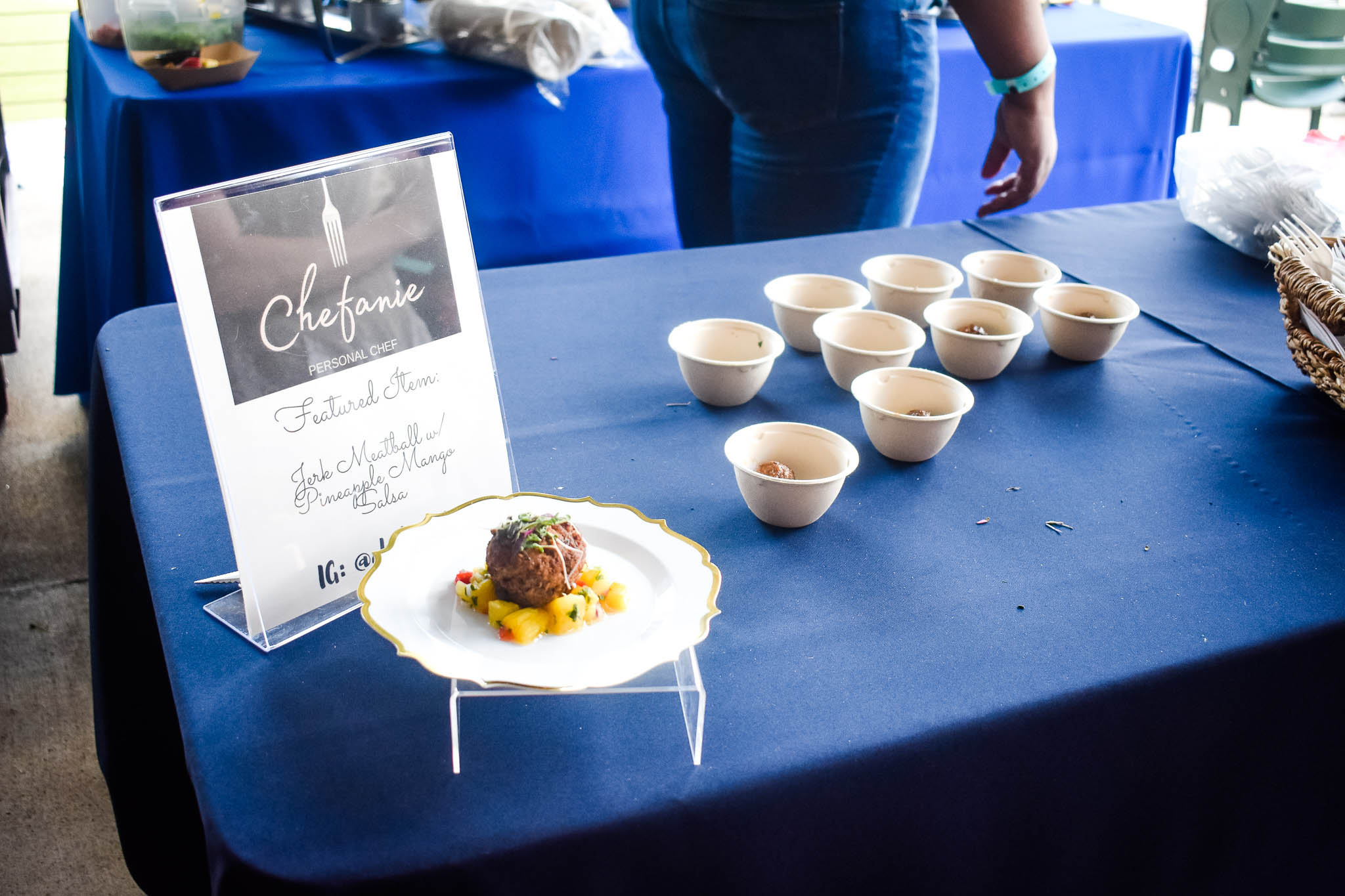These jerk meatballs with pineapple mango salsa were one bite beauties, made by Chefanie at the Feast by the Field Day One event at Fluor Field in downtown Greenville, SC.