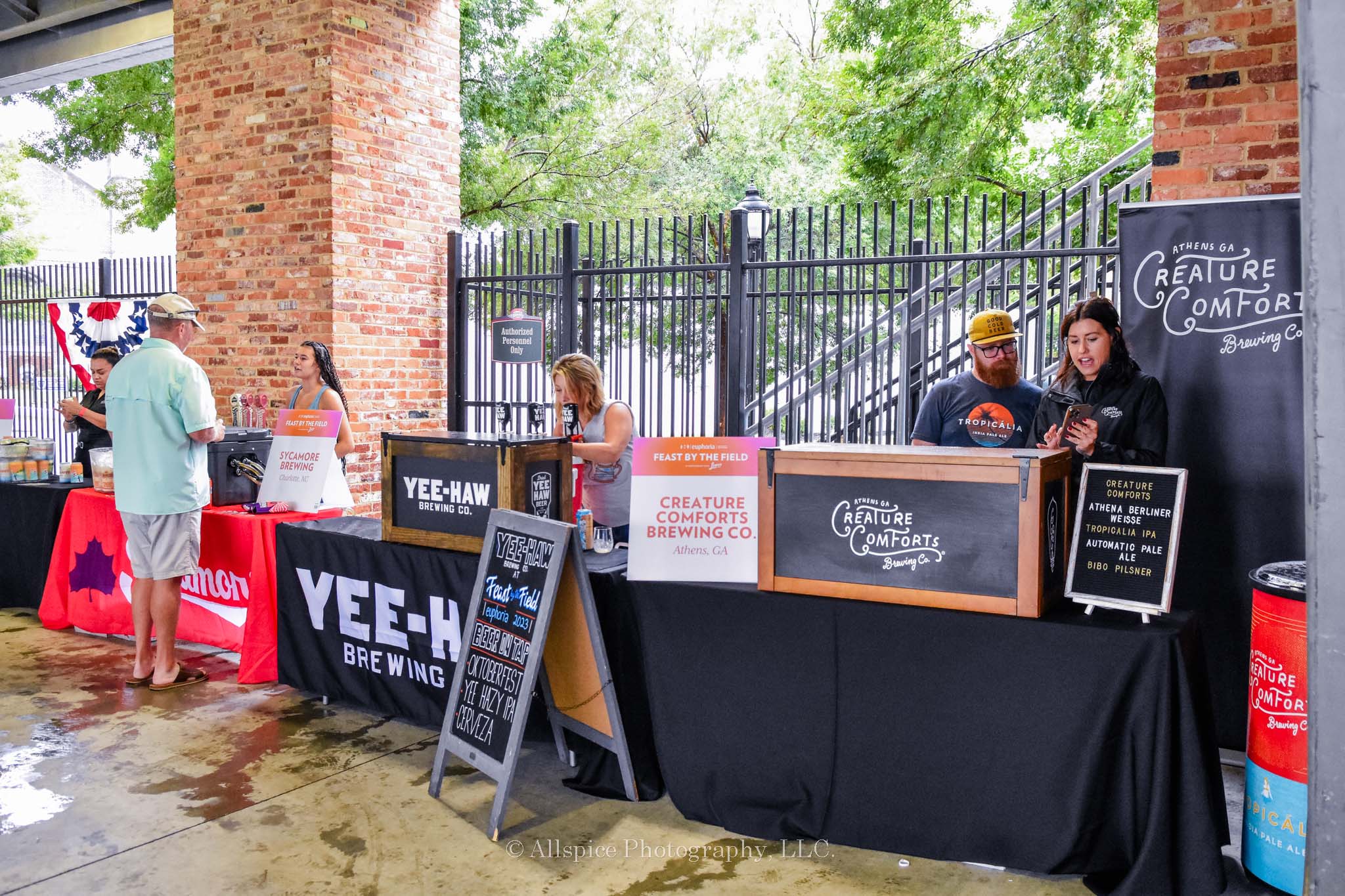 YeeHaw Brewing Company from Greenville, SC and Creature Comforts Brewing Co. from Athens, GA from Beer Central at Feast by the Field Day 2, taken by Allspice Photography, LLC.