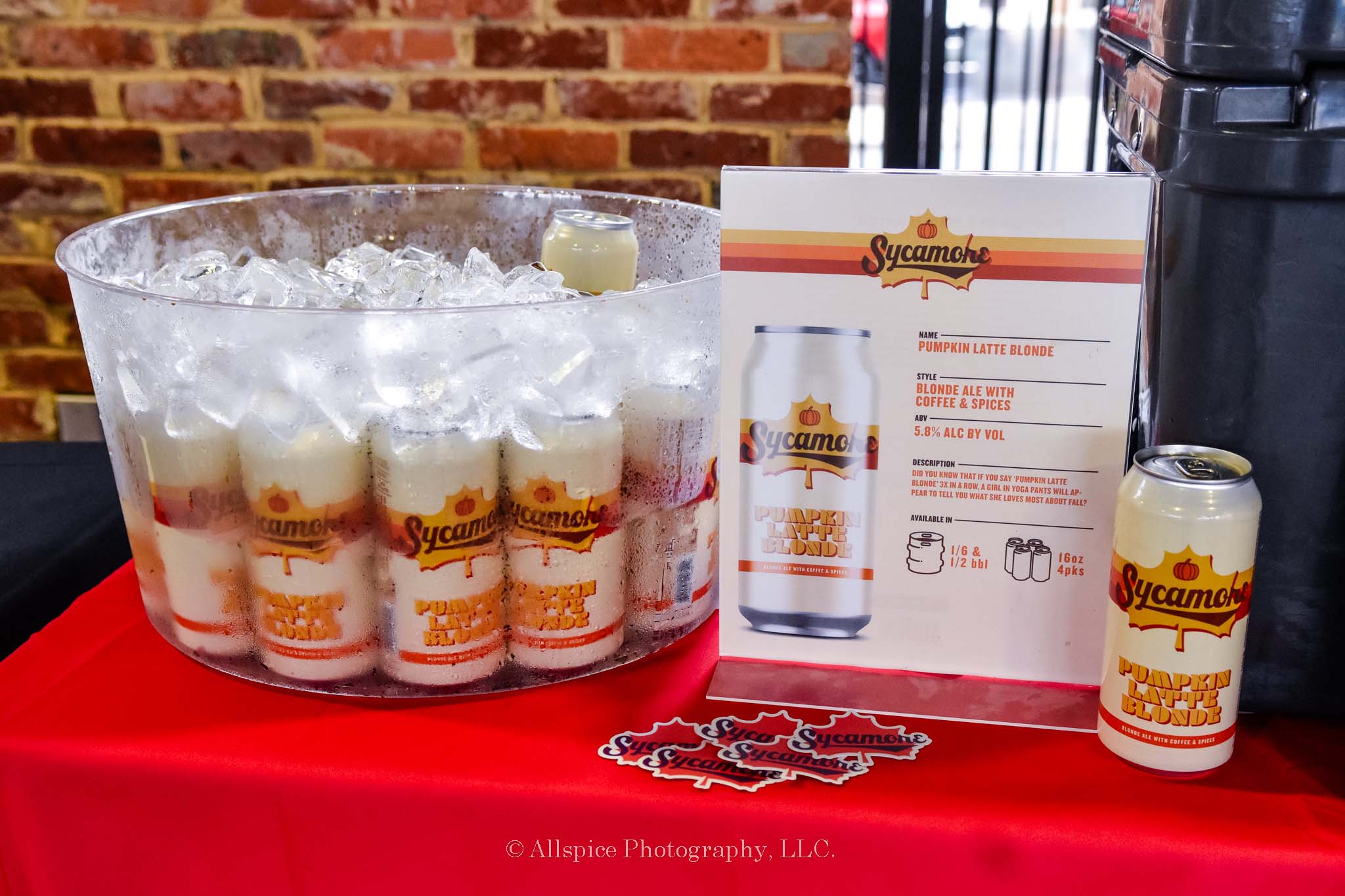 Sycamore Brewing Company's Pumpkin Latte Blonde Ale from Beer Central at Feast by the Field Day 2, taken by Allspice Photography, LLC.