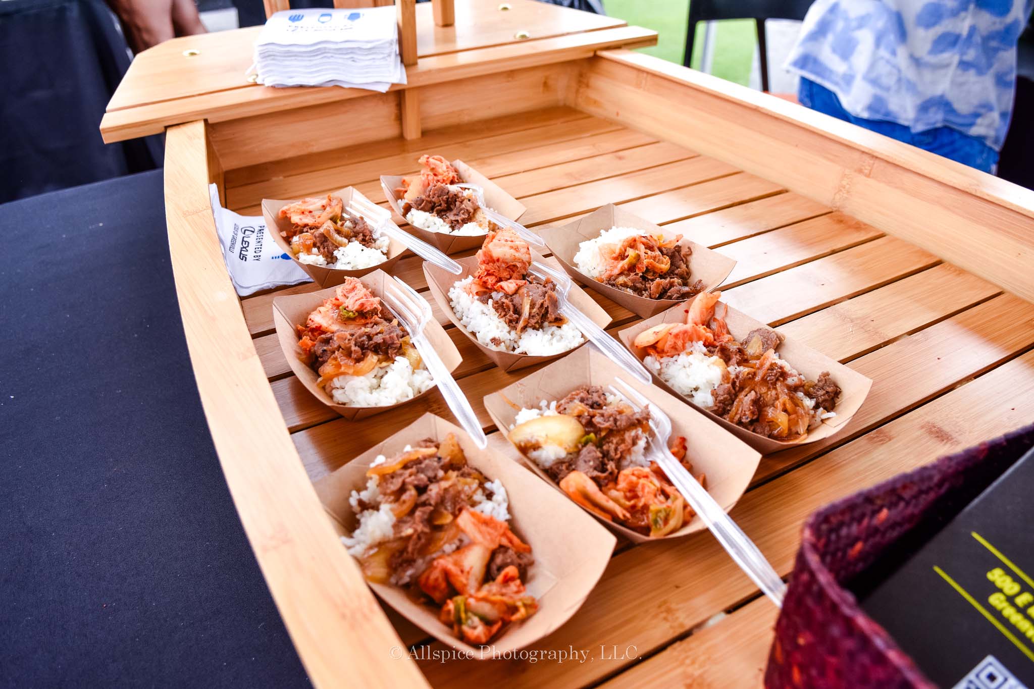Chef 21 Korean BBQ rice, bulgogi beef and kimchi from Feast by the Field, taken by Allspice Photography, LLC.