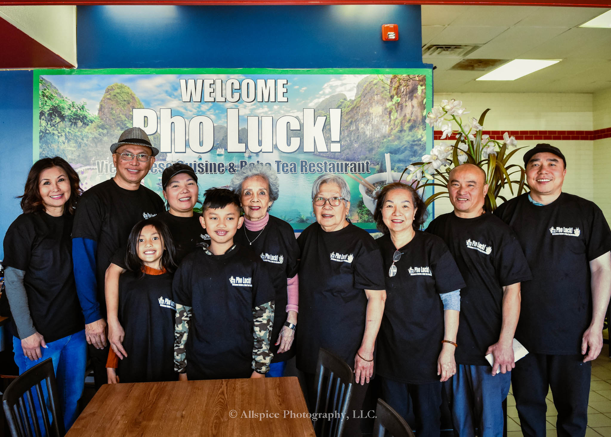 Team photo from Pho Luck! Restaurant in Wellford, SC, taken by Allspice Photography, LLC.