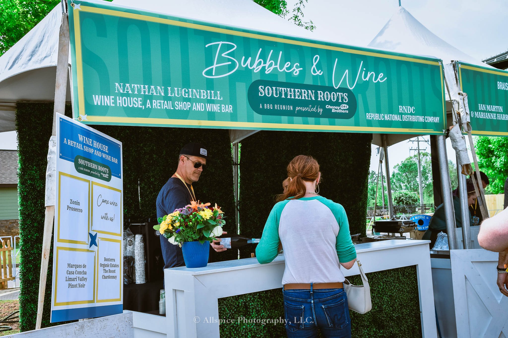 Wine House Tent from the VIP section of Southern Roots Reunion 2024. Taken by Allspice Photography, LLC.
