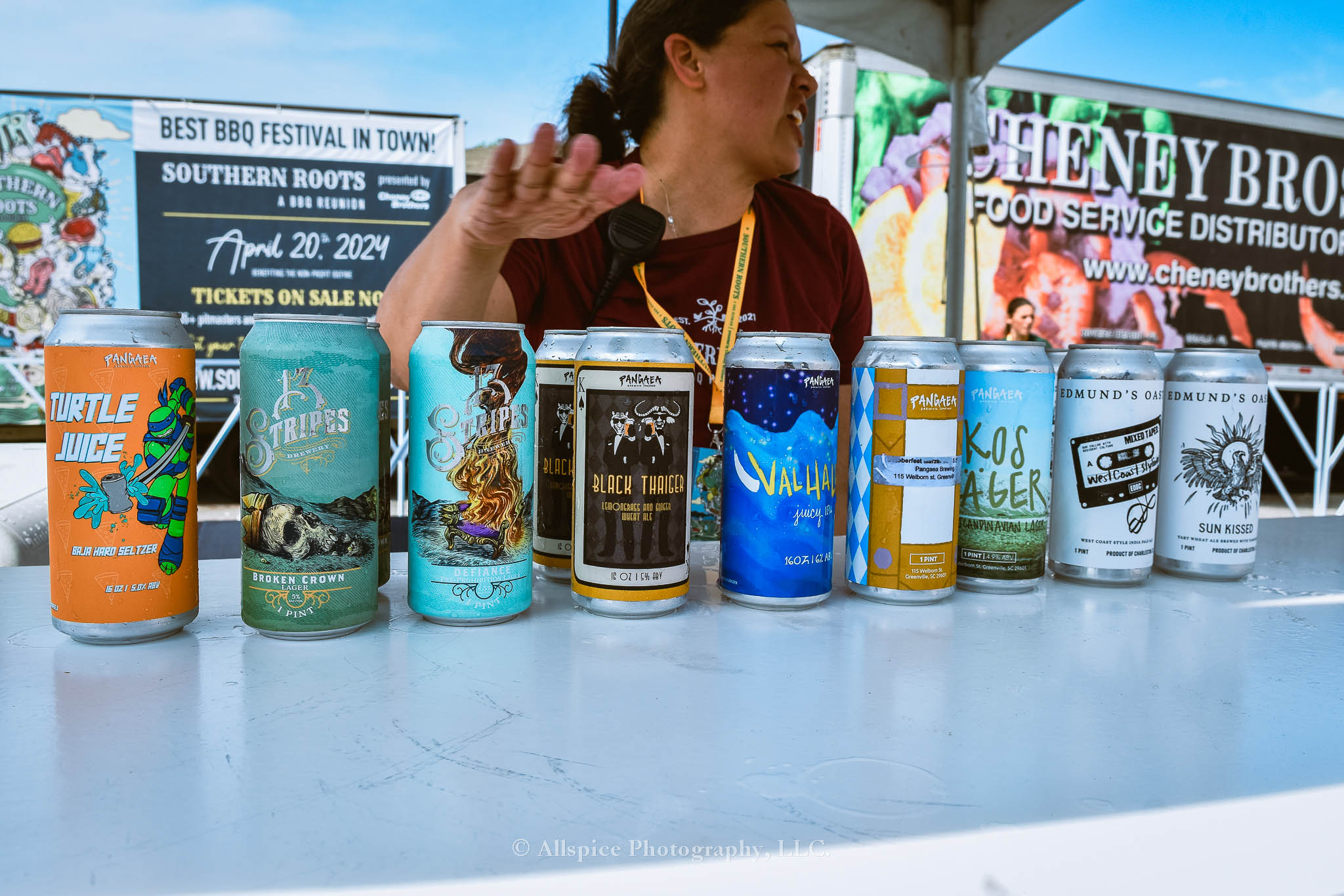 Craft Beers from the VIP section of Southern Roots Reunion 2024. Taken by Allspice Photography, LLC.