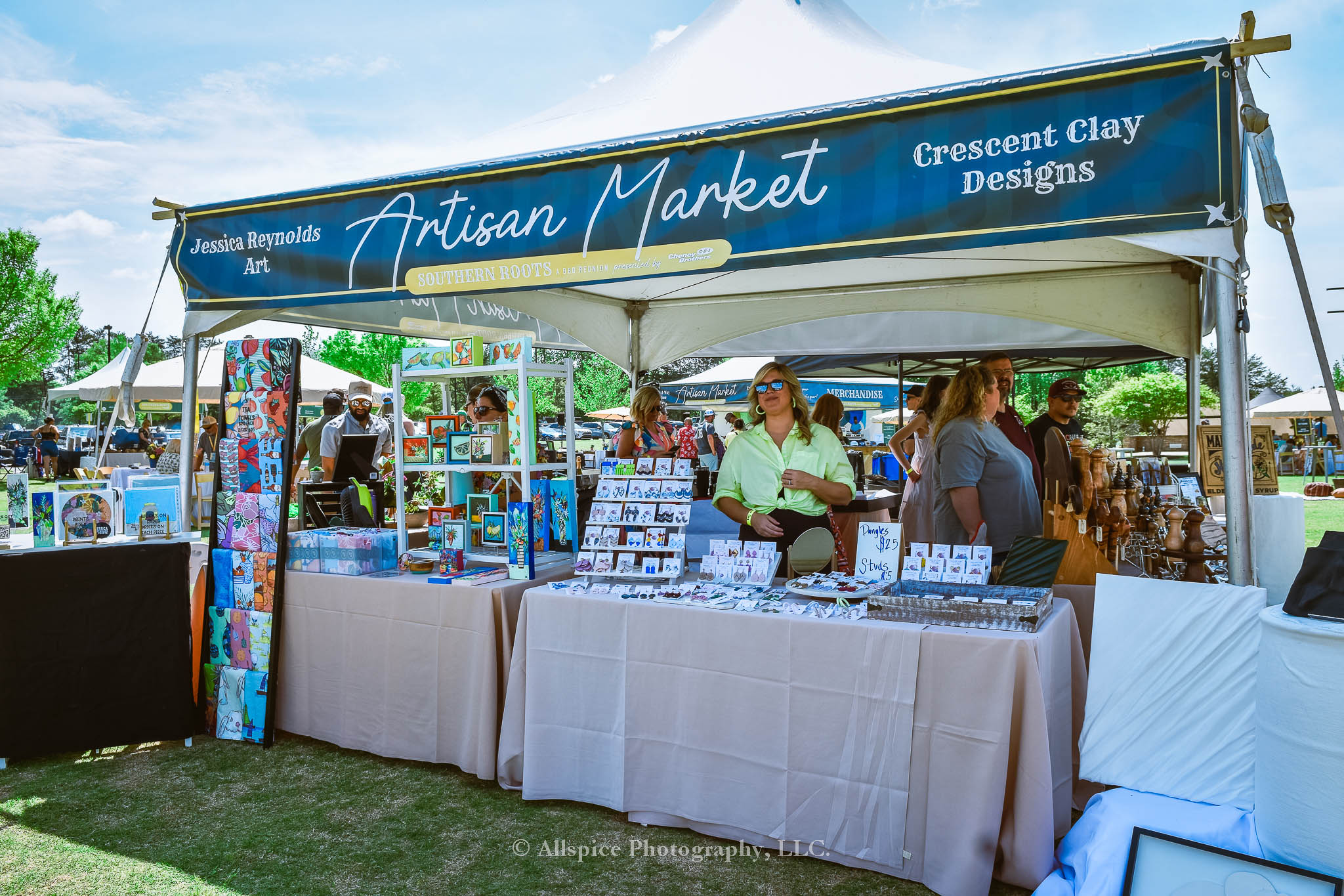 Jessica Reynolds Art and Crescent Clay Designs from the Artisan Market at Southern Roots Reunion in Travelers Rest, SC, taken by Allspice Photography, LLC.