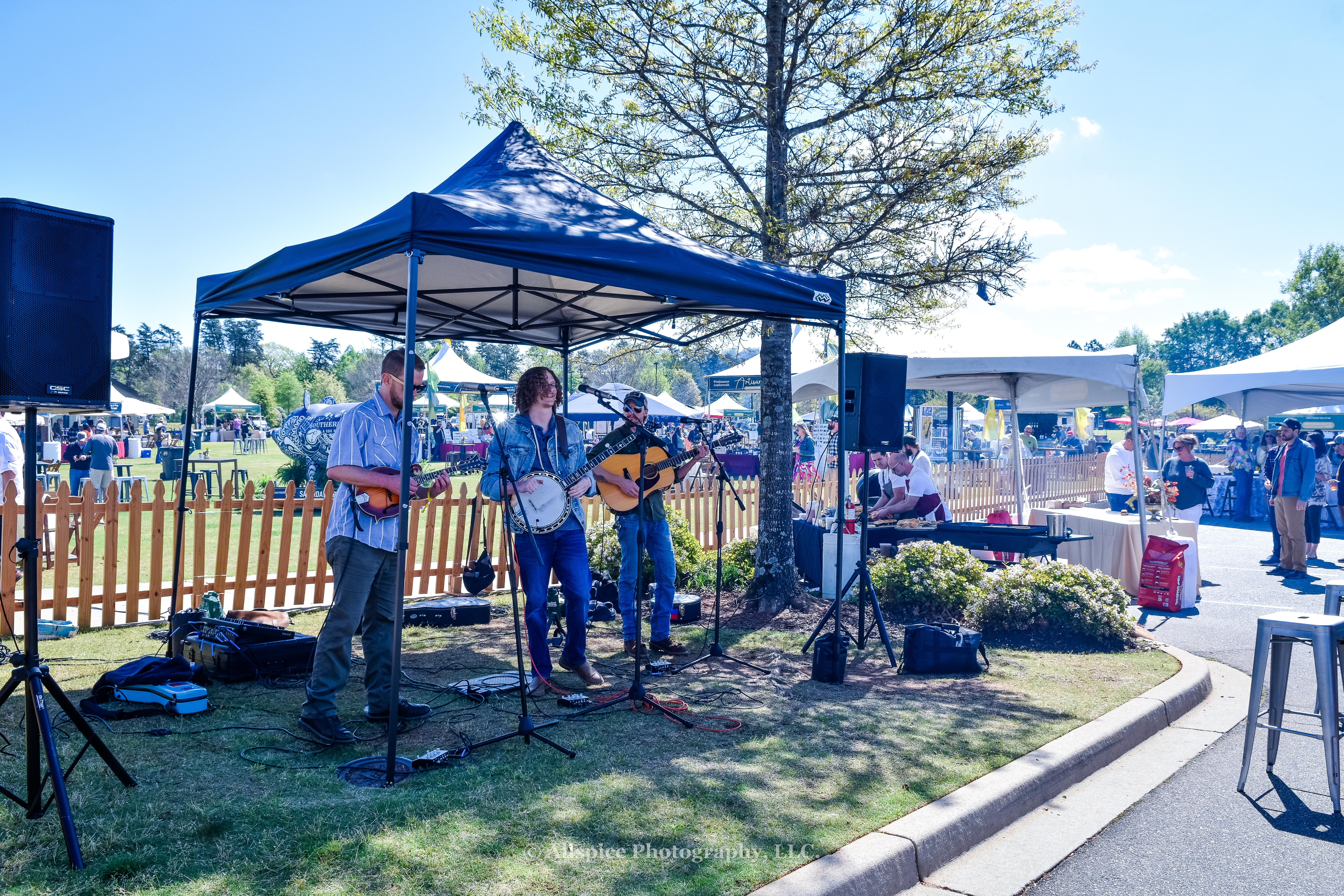 Swamp Rabbit Bluegrass Band from the VIP area at Southern Roots Reunion in Travelers Rest, SC. Photo by Allspice Photography, LLC.
