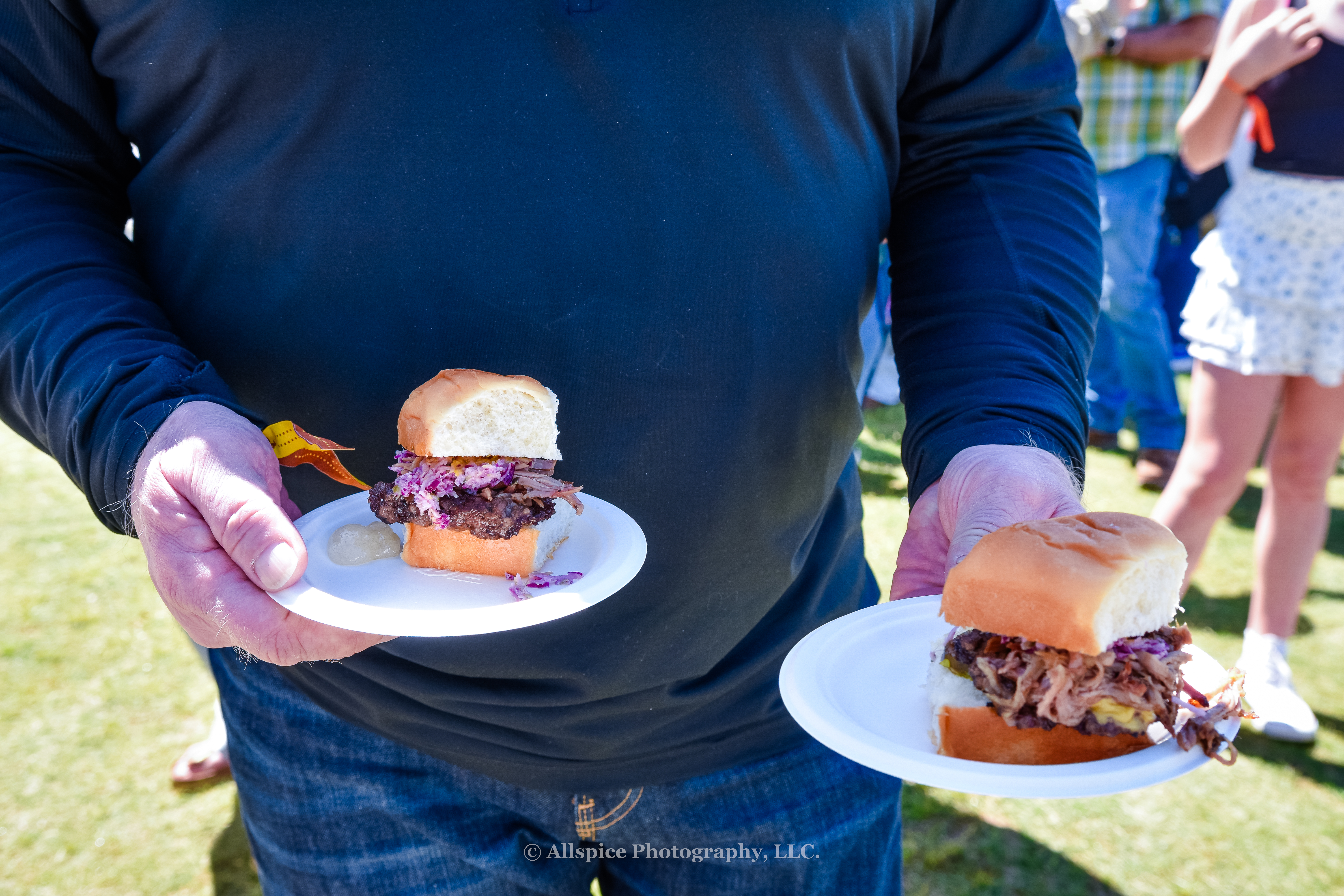 Smokehouse Smash slider with beer jam, pickled cabbage, and smoked jalapeño slaw from Curean & Defiance BBQ at Southern Roots Reunion in Travelers Rest, SC. Photo by Allspice Photography, LLC.