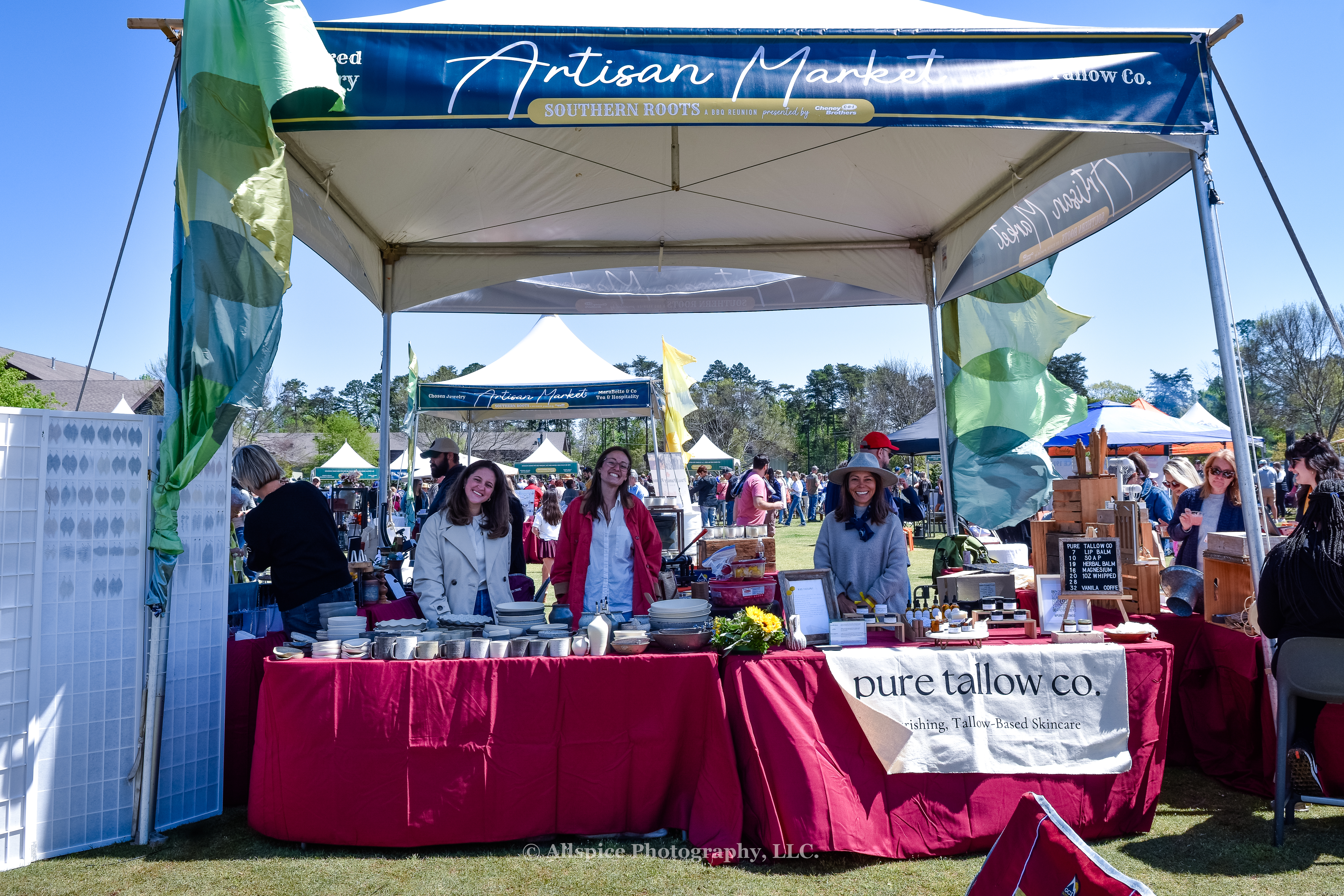 Kindred Makery (potters) and Pure Tallow Co. at Southern Roots Reunion in Travelers Rest, SC. Photo by Allspice Photography, LLC.
