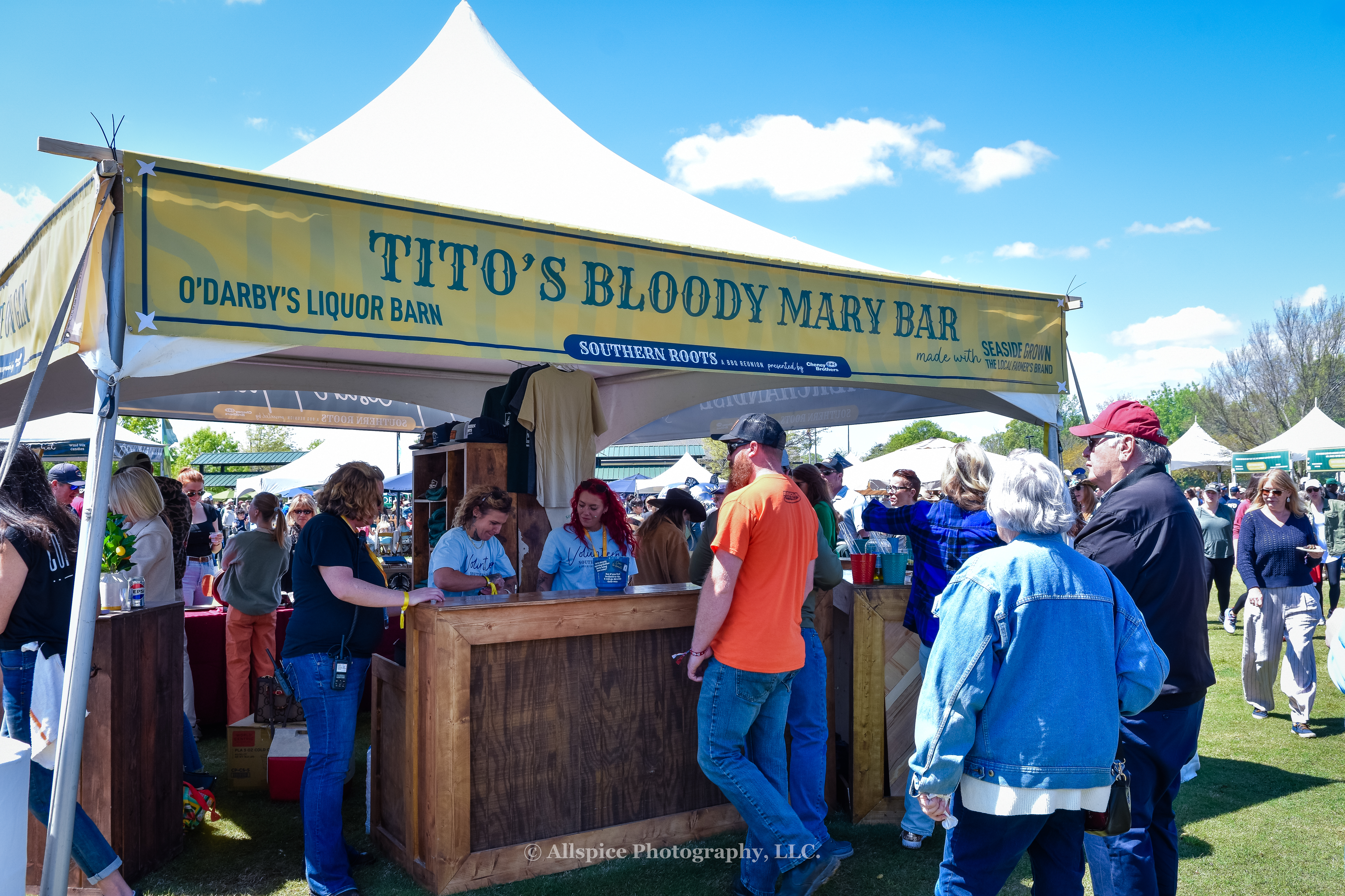 Tito's Bloody Mary Bar from O'Darby's Liquor Barn at Southern Roots Reunion in Travelers Rest, SC. Photo by Allspice Photography, LLC.